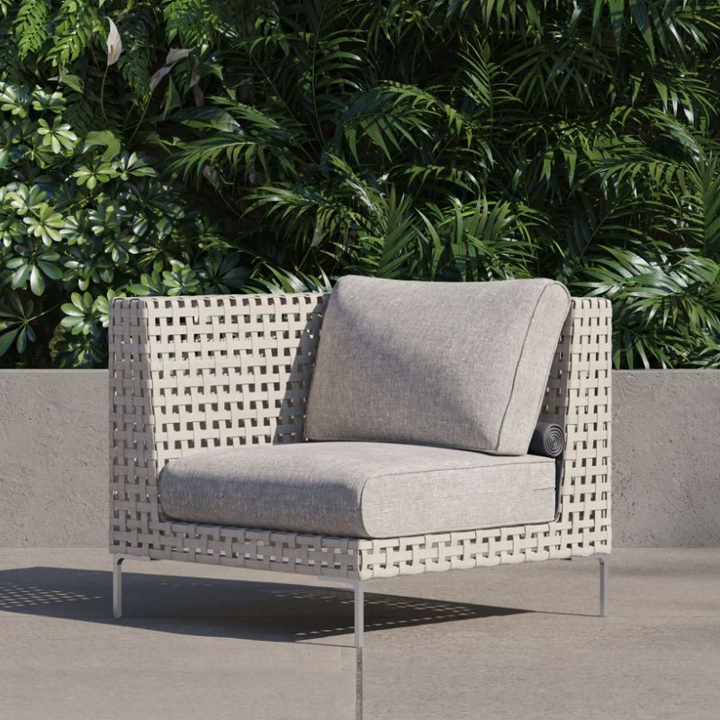 White Open Weave Wicker Modular Outdoor Seating