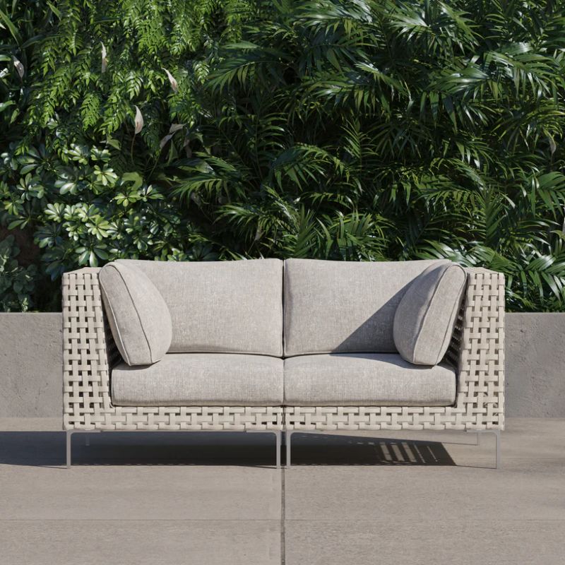 White Open Weave Wicker Modular Outdoor Seating