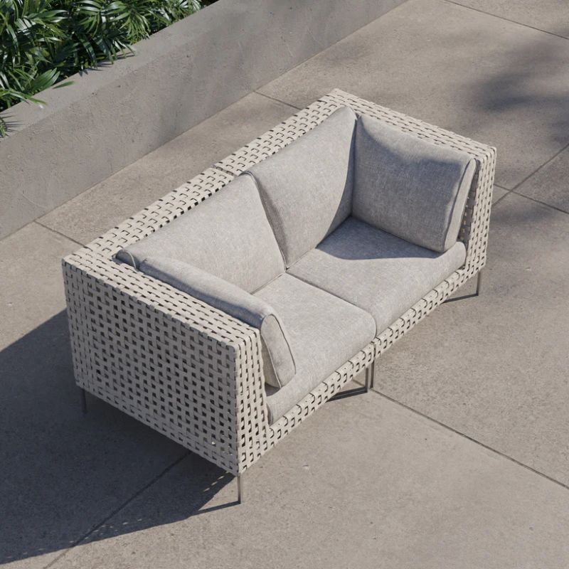 White Open Weave Wicker Modular Outdoor Seating