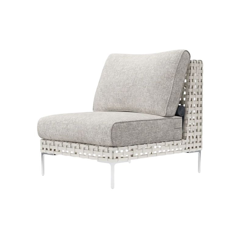 Oepn Weave Wicker Armless Chair with Sandstone fabric