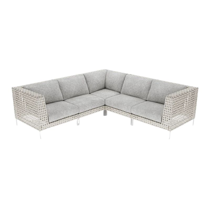 5 Seat Corner Sectional Open Weave Wicker with Sandstone gray OuterWeave fabric