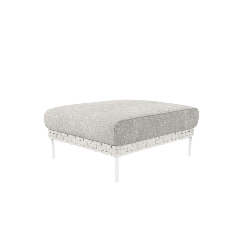 White Open Weave Wicker Ottoman