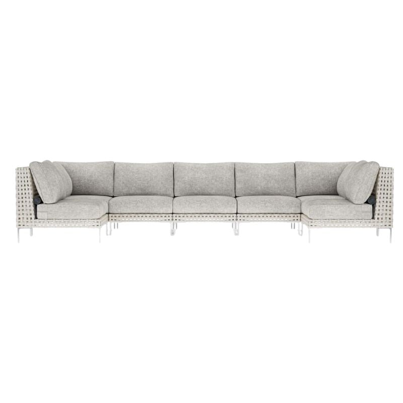 7 Seat U Sectional in Open Weave Wicker and Sandstone Gray OuterWeave fabric color