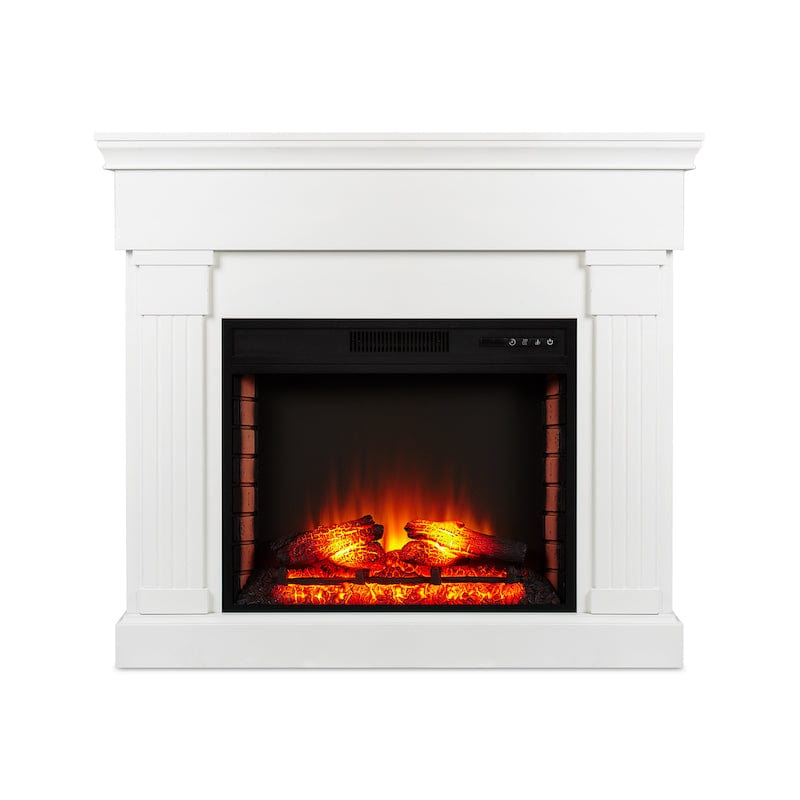 Angevin 47-inch Modern Freestanding Electric Fireplace in Pearl White