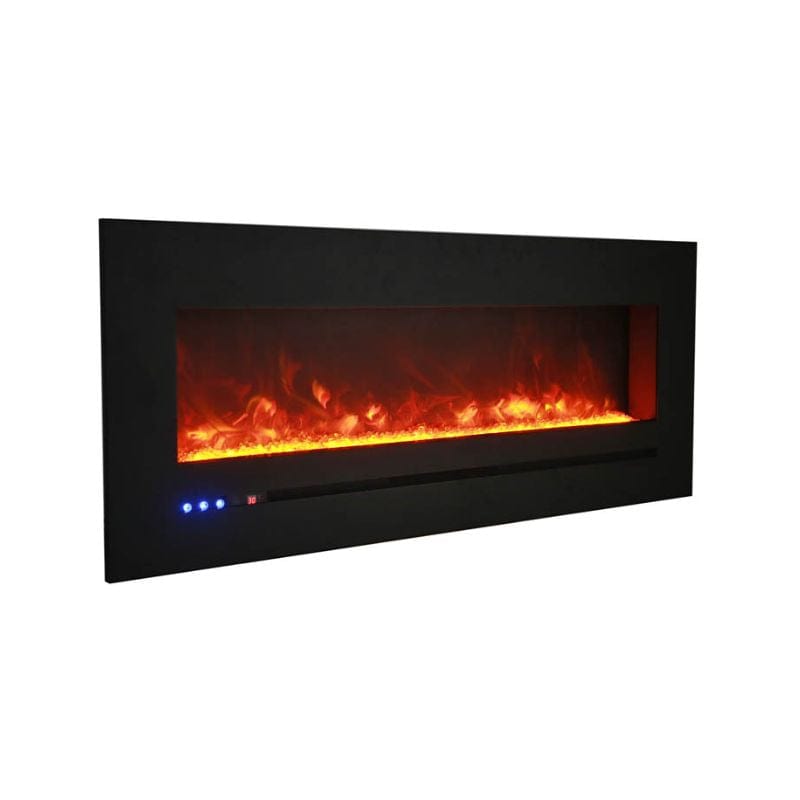 Wall Mount Flush Mount 26 Linear Fireplace with Yellow Flame Side View