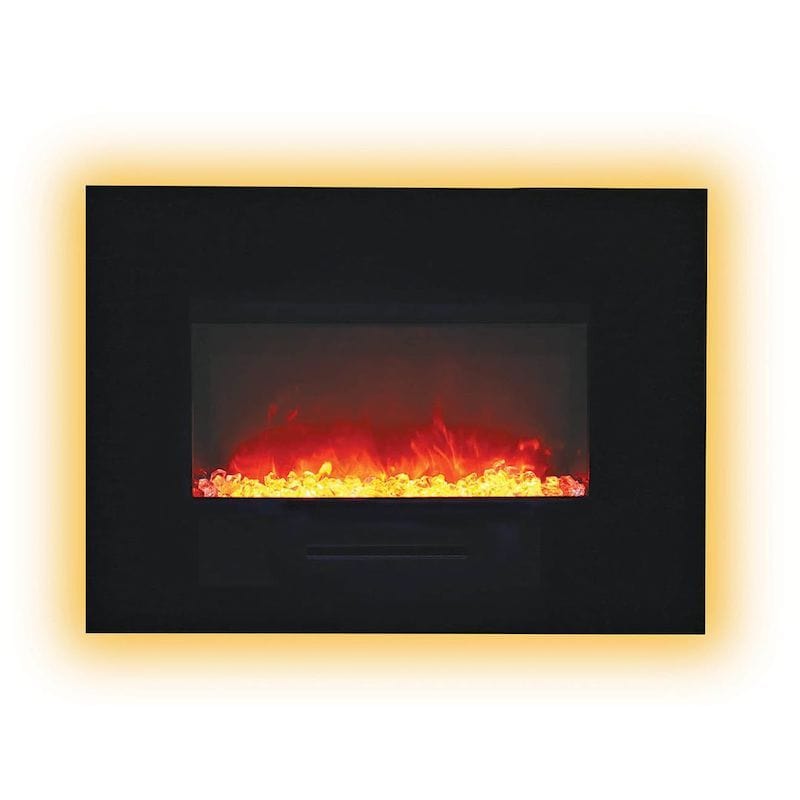 26in WM-FM with Black Glass Surround Electric Fireplace