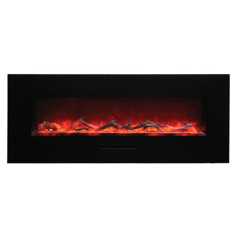 48-inch Wall Mount Flush  Mount with Black Glass Surround and Logs
