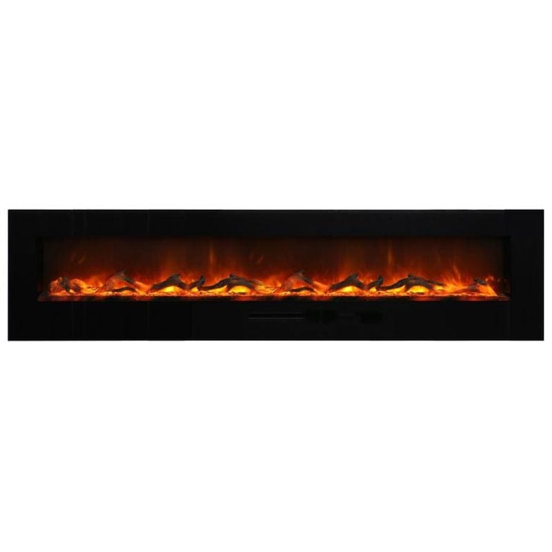 88 inch Wall Mount Flush Mount with Black Surround Electric Fireplace