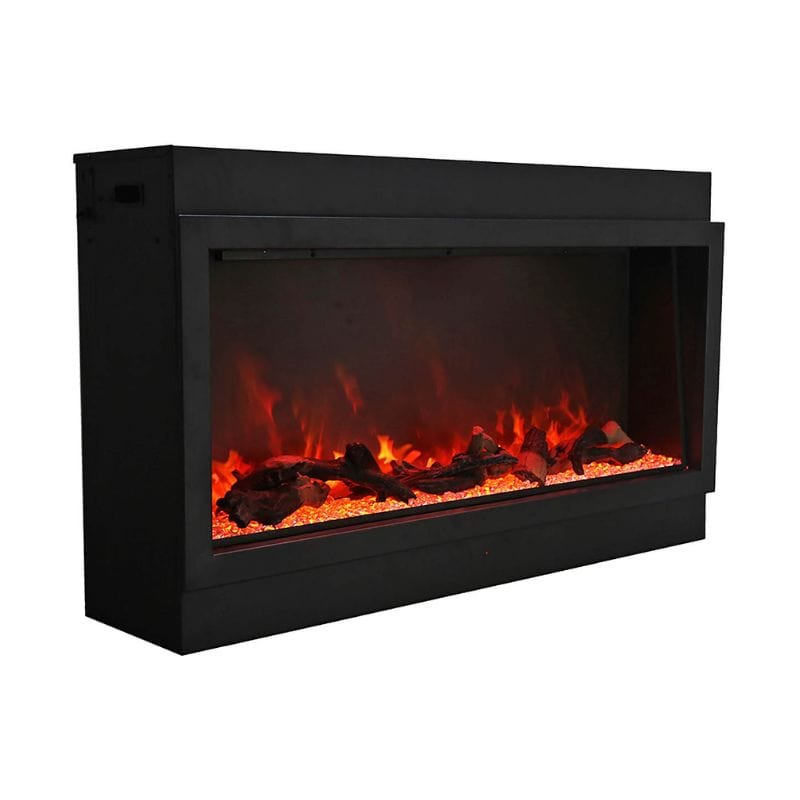 Built-In DEEP Xtra Tall Indoor/Outdoor Electric Fireplace with Logs and Clear Glass
