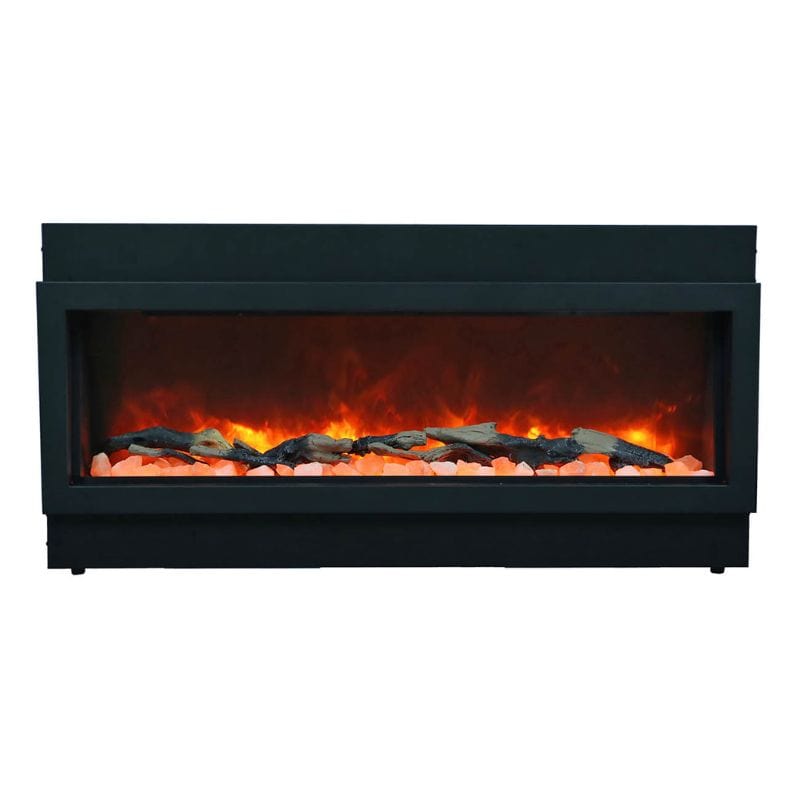 Built-In DEEP Xtra Tall Electric Fireplace with Logs and Clear Glass