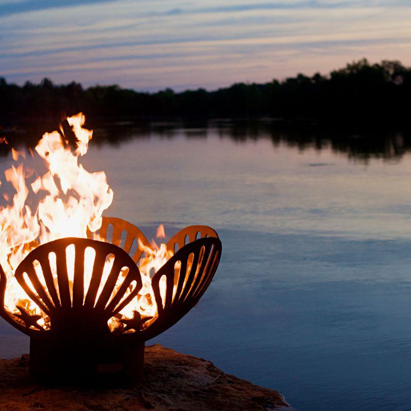 Fire Pit Art - Gas and Wood Fire Pit - Barefoot Beach