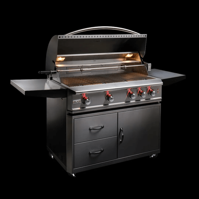 Blaze 44-inch Professional LUX 4-Burner Built-In Gas Grill With Rear Infrared Burner with Professional 4 Burner Cart