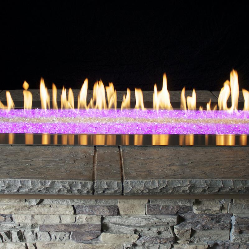 Empire Carol Rose Outdoor Linear Fire Pit with pink glass