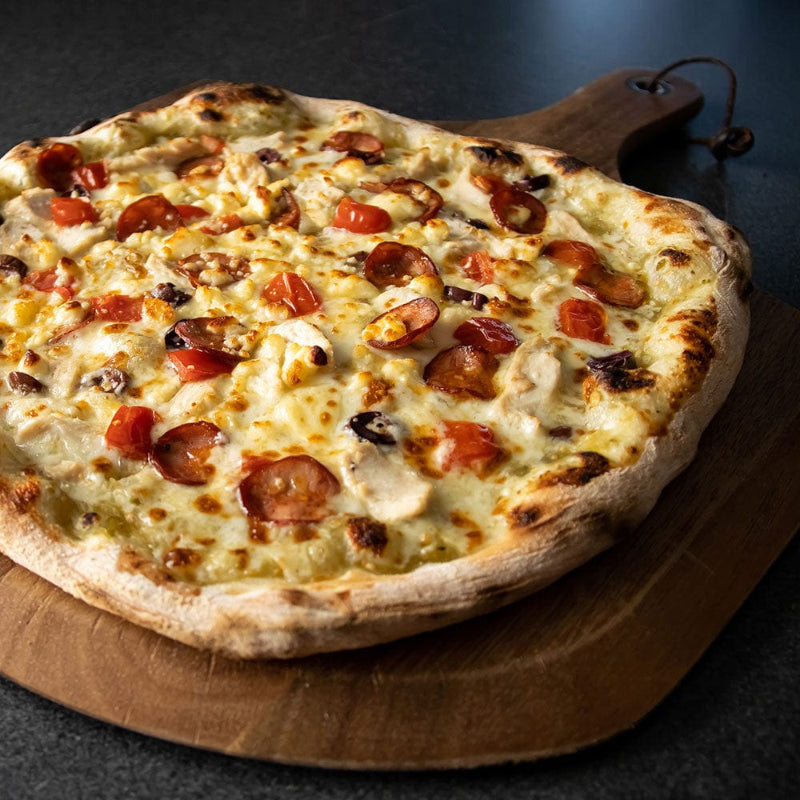 Cheesy Pizza on the Pinnacolo Acacia Wood Peel