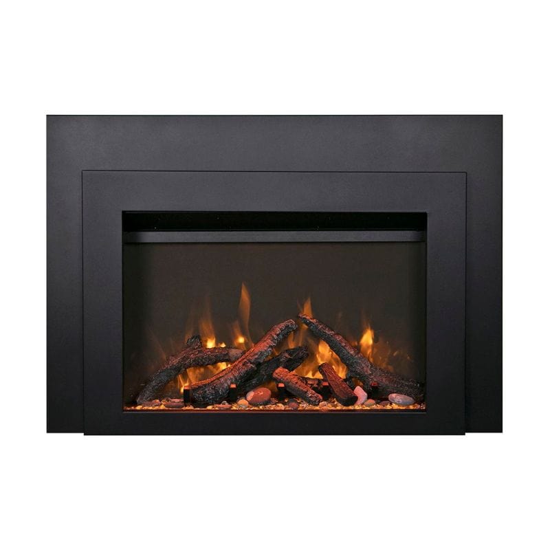 Electric Fireplace Insert with Oak Logs and Yellow Flame