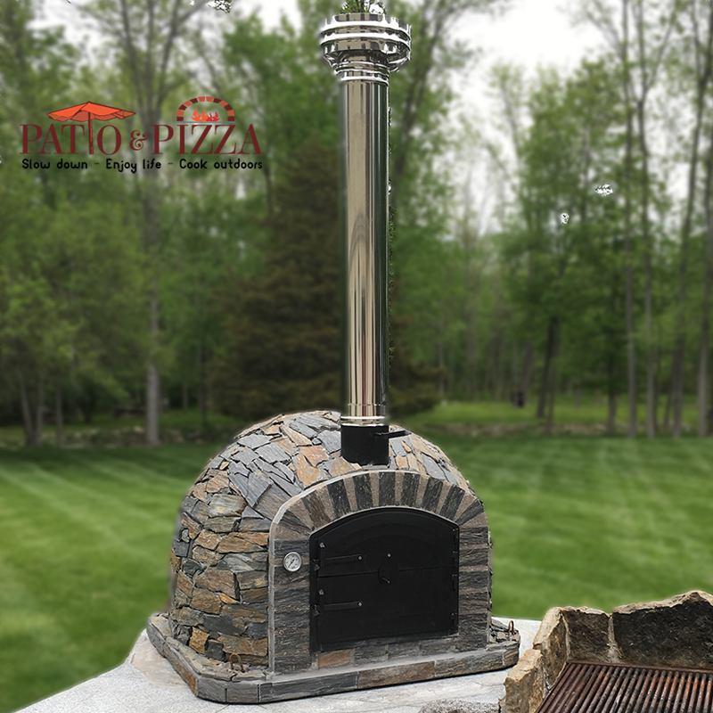 Lisboa Portuguese Pizza Oven with Stone Finish and Chimney