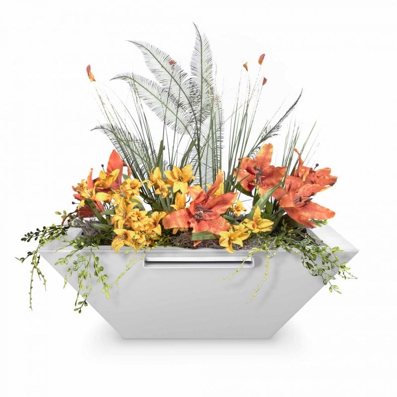 Maya Powder Coated Planter and Water Bowl in White