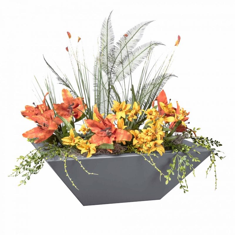 Maya Powder Coated Planter Bowl in Gray