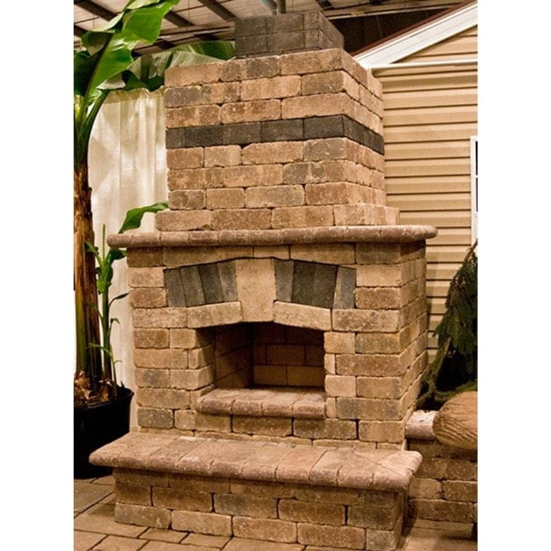 Round Grove Fireplace Kit in Mini Finished with Paver Stone