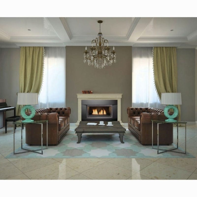 Newcomb gas fireplace - with Design Specialties Overlay