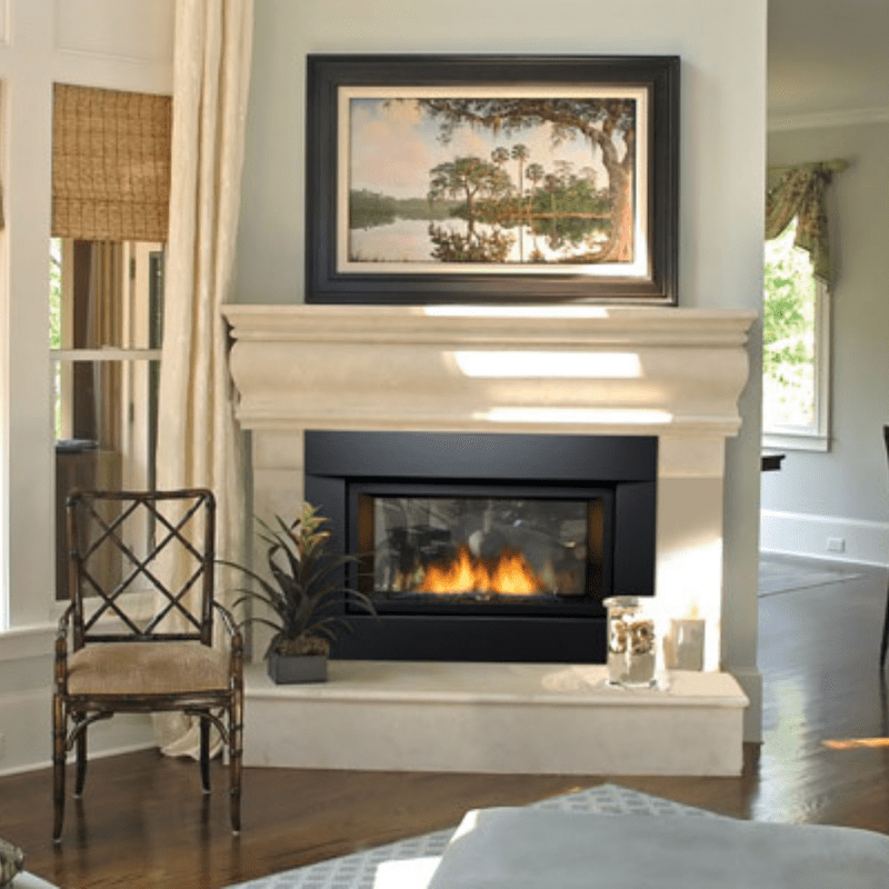 Palisade 36in DELUXE See Thru Direct Vent Linear Fireplace in A Room