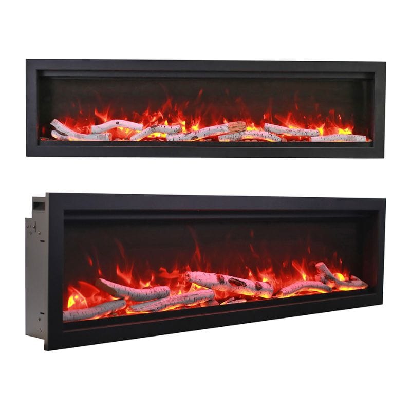 WM Basic Clean-Face Built In Electric Fireplace BIRCH Logs Orange Flame