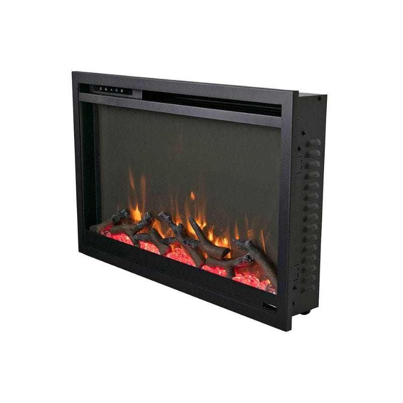 Remii Classic EXTRA SLIM Fireplace Yellow Flame with Logs Side View