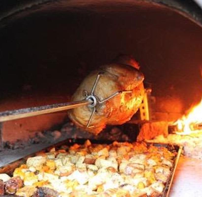 Spit/Rotisserie for cooking chicken in a Brick Oven 