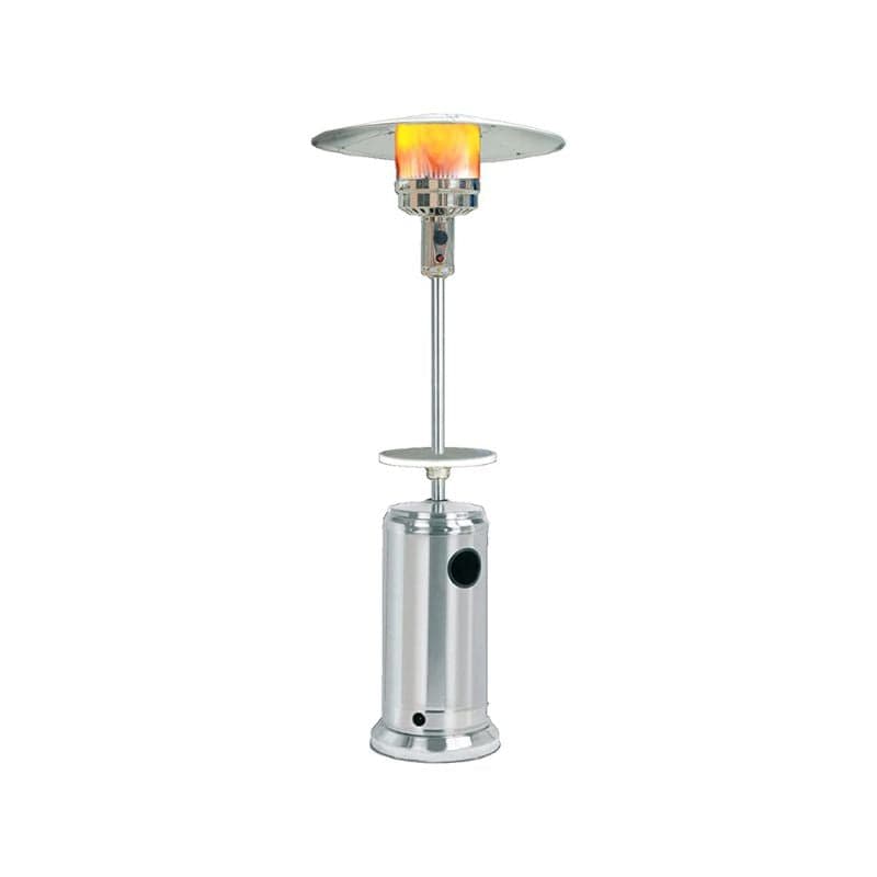 electric patio heater umbrella SUNHEAT Classic Umbrella Design Portable Propane Patio Heater with Drink Table, Stainless Steel