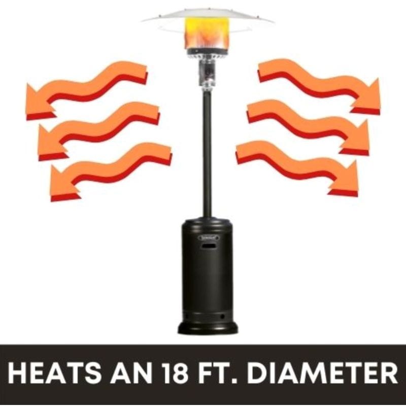 dimplex umbrella patio heater SUNHEAT Umbrella Portable Propane Patio Heater with Drink Table, Golden Hammered