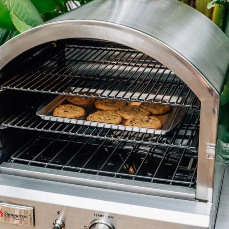 Baking cookies in the Summerset Outdoor Gas Pizza Oven