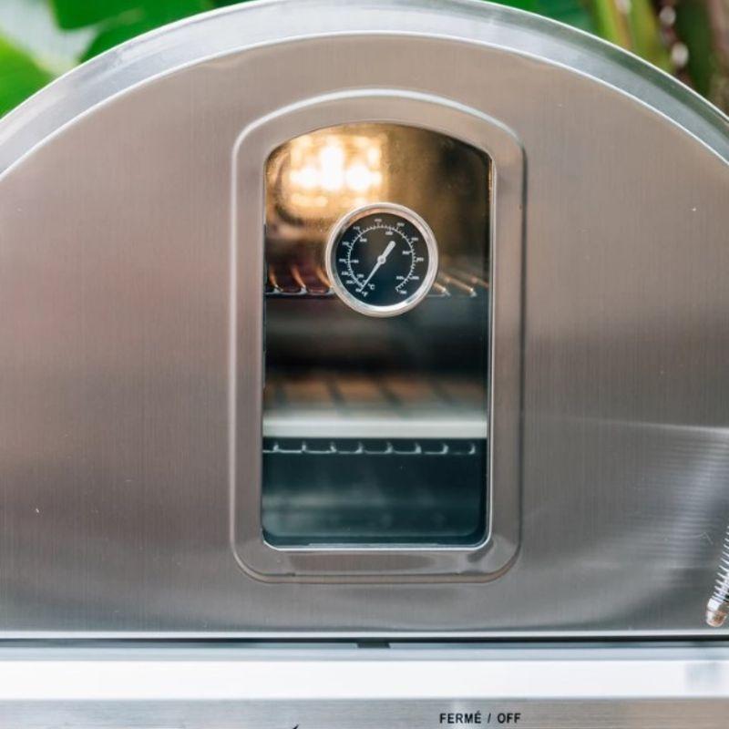 Close-up of Summerset Pizza Oven Door and Thermometer