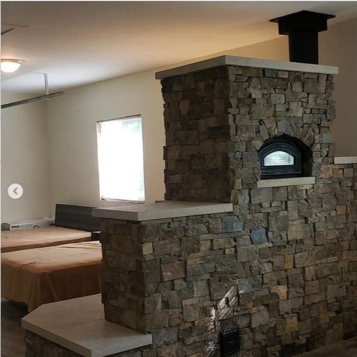 Temp-Cast Pizza Oven over Fireplace 