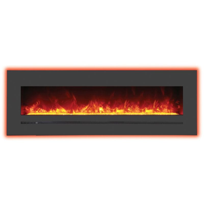 Wall Mount Flush Mount 60in Linear Fireplace with Yellow Orange Mood lIghting