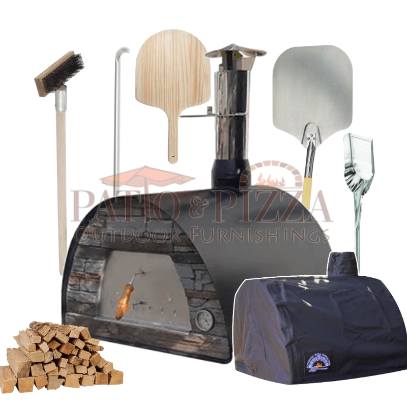 Black Maximus Arena Outdoor Wood-Fired Pizza Oven (Patio Bundle)
