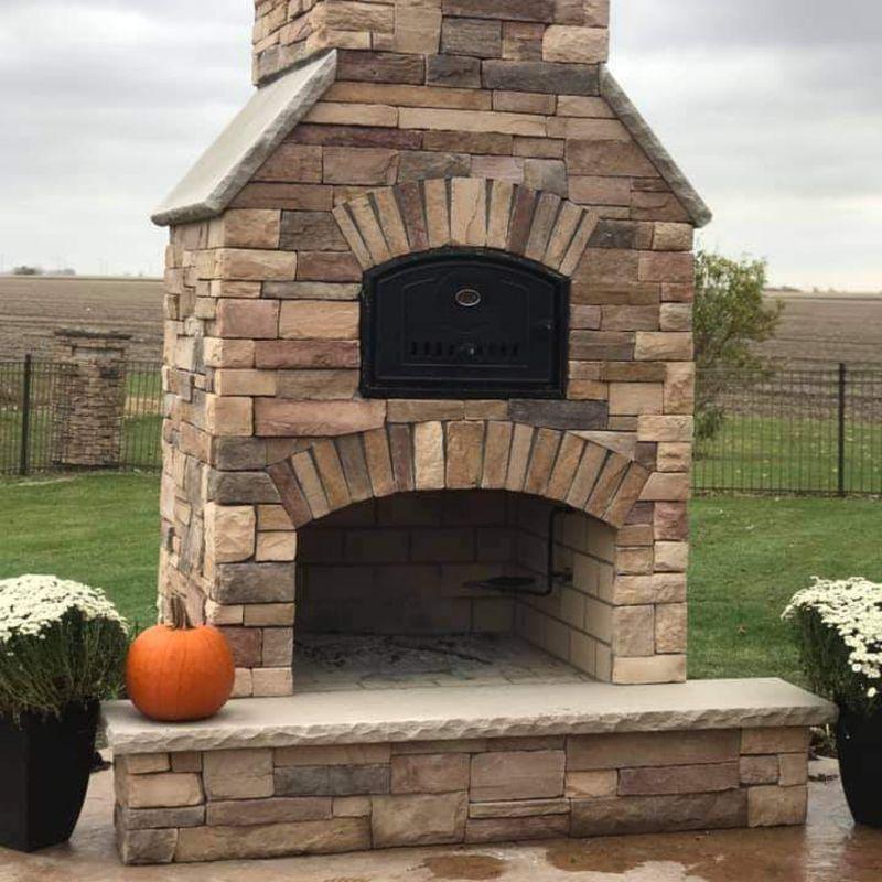 rounded fire pit kit brick Fireplace concrete stones log burner wood heater  bbq