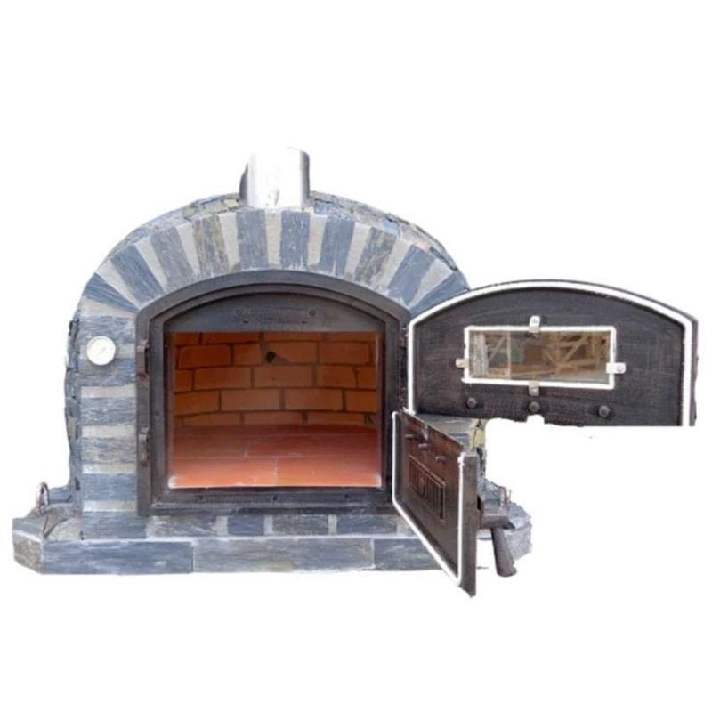 Lisboa PREMIUM Brick Pizza Oven with Stone Finish Doors Open