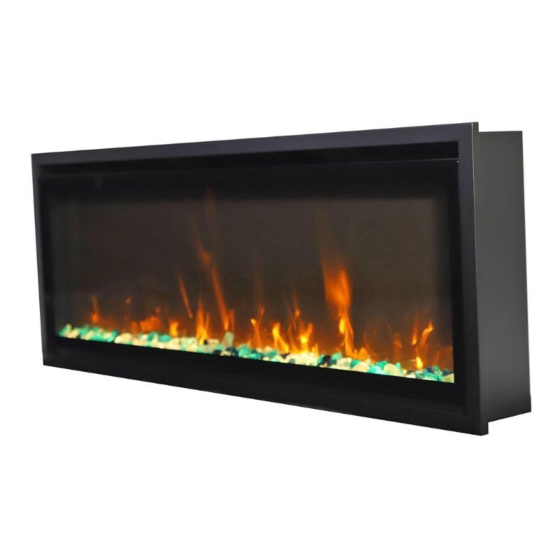 Green Media Wall Mount EXTRA SLIM Fireplace by Remii